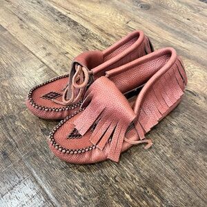 Manitobah Fringed Leather Moccasins